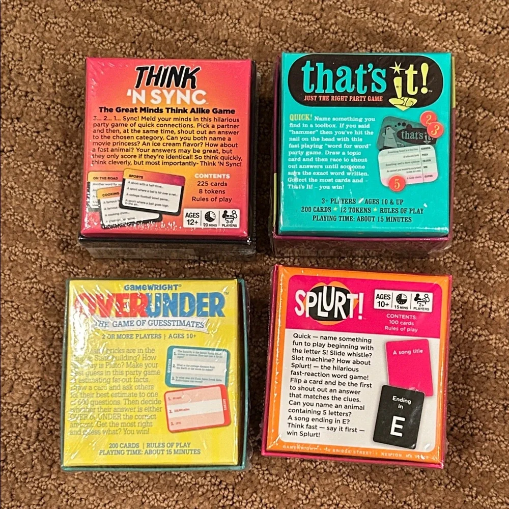 Party Game Bundle - Think N Sync, That's It!, Over Under, Splurt! - Picture 2 of 2
